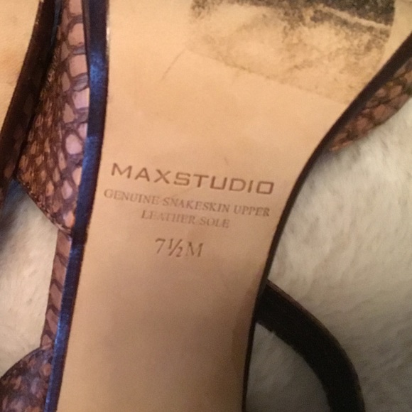 Max Studio Brown Snakeskin Slingback Heels 7.5 - Picture 8 of 9